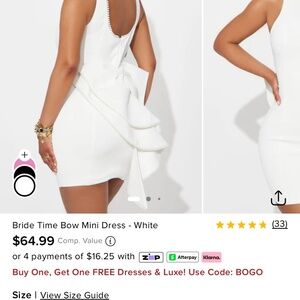 Beautiful satin bridal bow mini dress